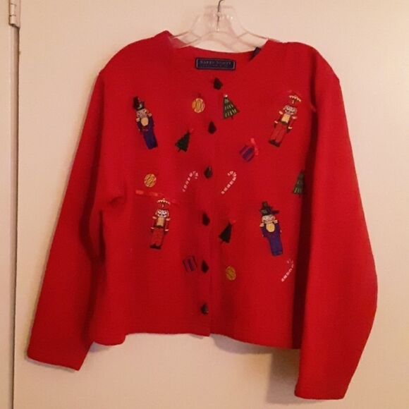 Karen Scott Sweaters - Karen Scott Christmas Cardigan Sweater Size L